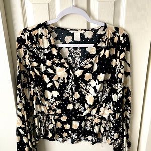 Floral Black Top